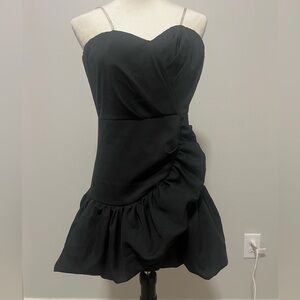 DO + BE black fitted bubble skirt dress Sm party, date night clear black straps
